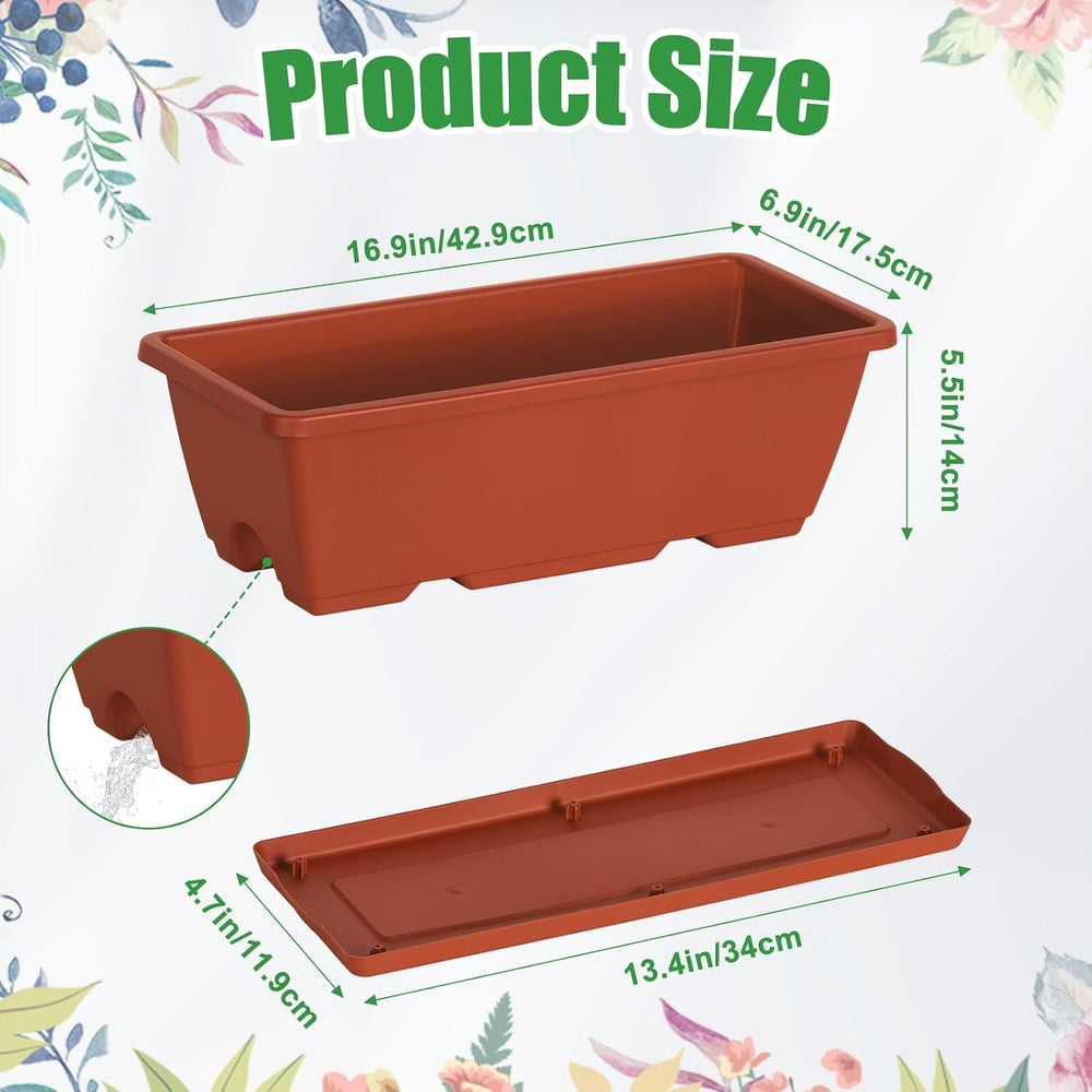 ETELI Railing Planter Box 6 Pack Balcony Planters Railing Hanging with Metal ...