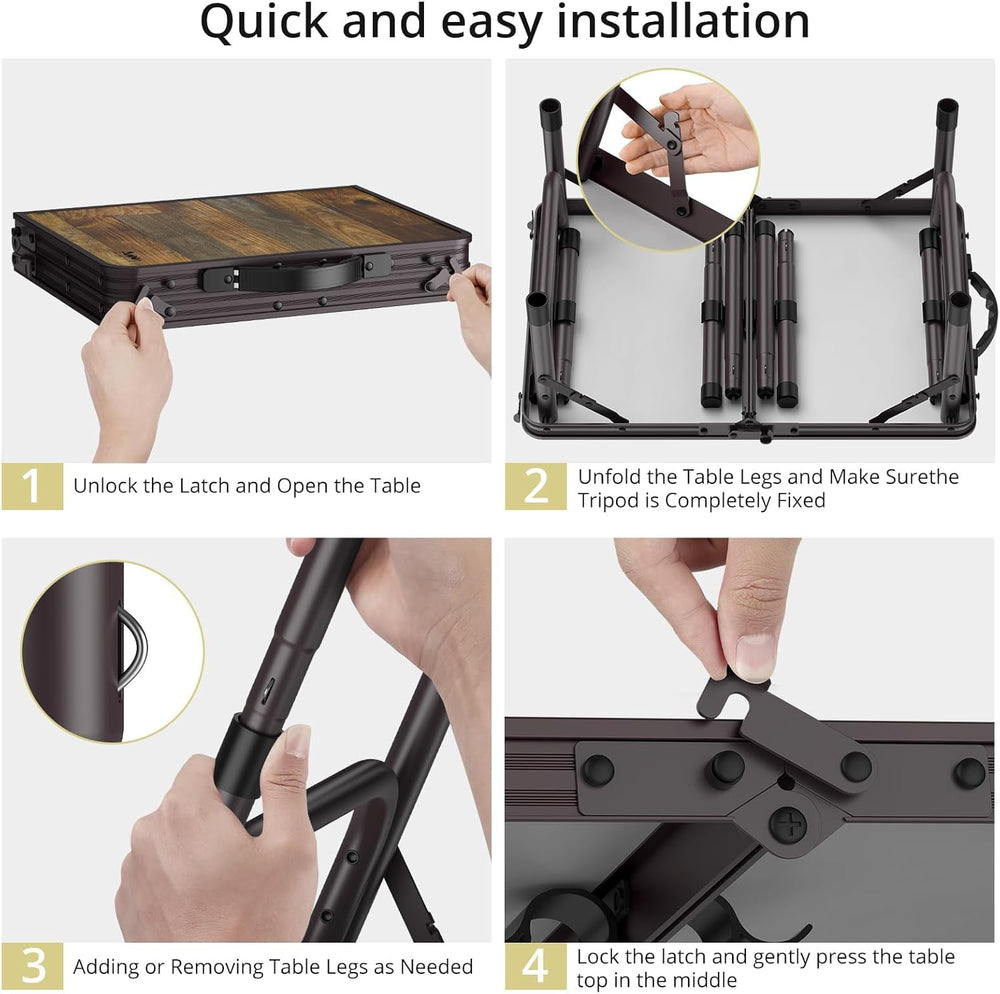 Anbte 2ft Camping Folding Table, 24" X 16" Aluminum Small Portable ...