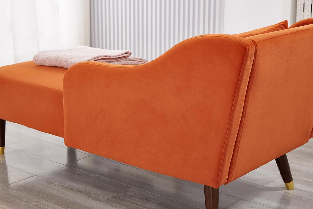 Bellemave Chaise Lounge Indoor, Velvet Upholstered Lounge Chair with Pillow, ...