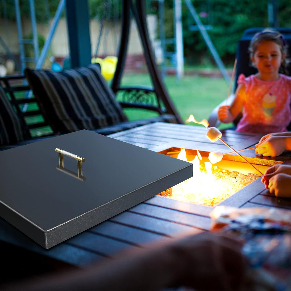 Fire Pit Burner Cover Square for 18 x 18 Inches Linear Drop-in Burner Pan, Fi...
