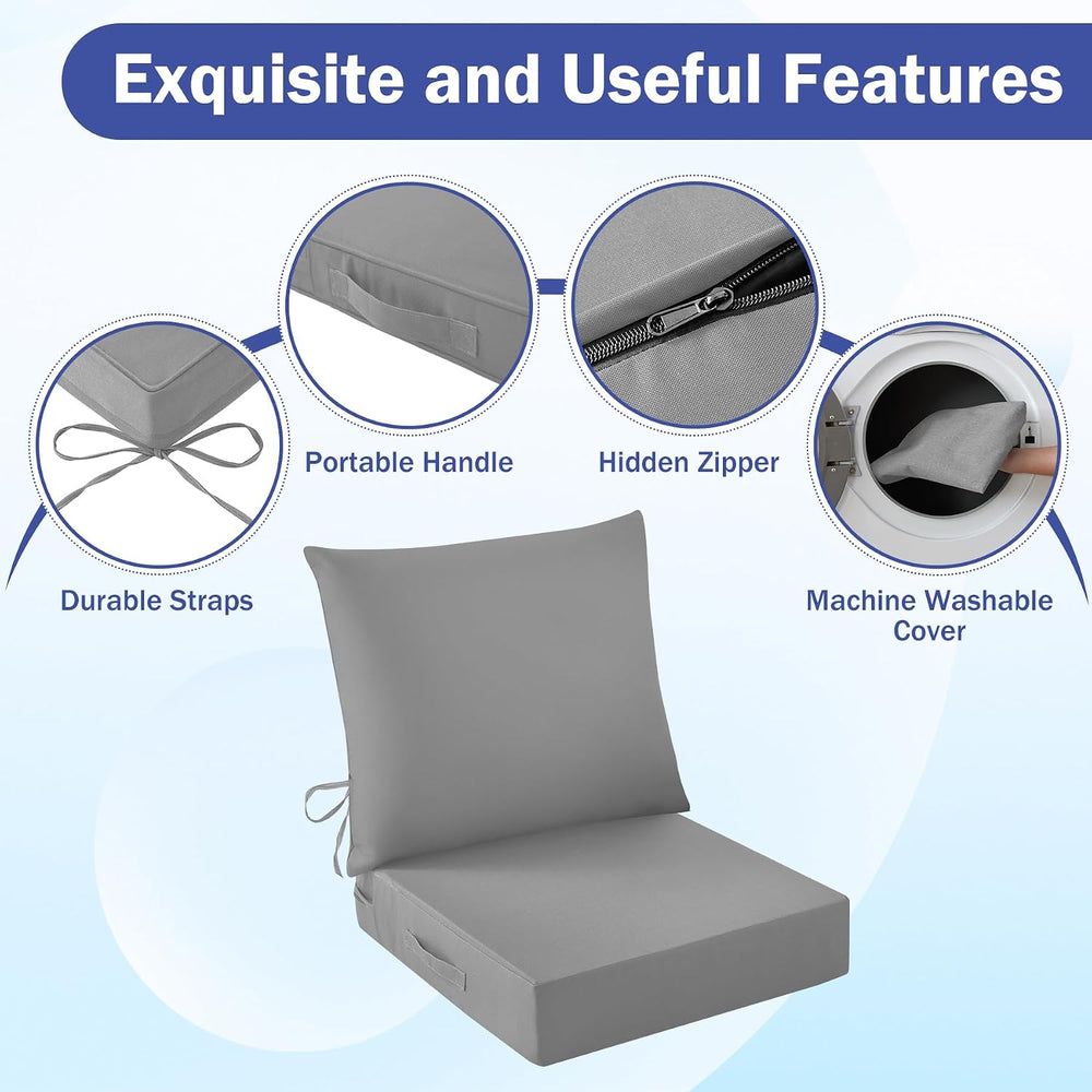 IASEAHK Outdoor Seat Cushion Set, Waterproof & Fade Resistant Patio Chair...