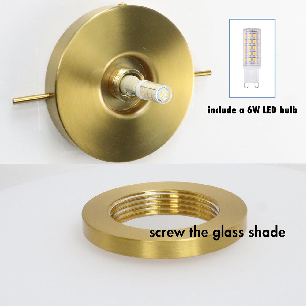 YUBOLE Gold Wall Sconce, Mid Century Bathroom Vanity Light Over Mirror