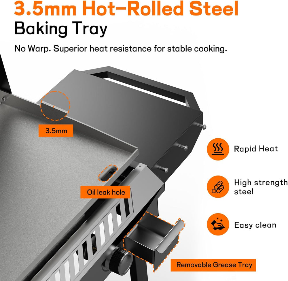 Veralune 3 Burner Propane Griddle with Ignition, 2-in-1 Outdoor Gas Grill