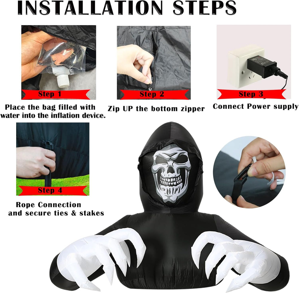 6.8FT Width Inflatables Grim Reaper Outdoor Halloween Decoration Blow Up for ...