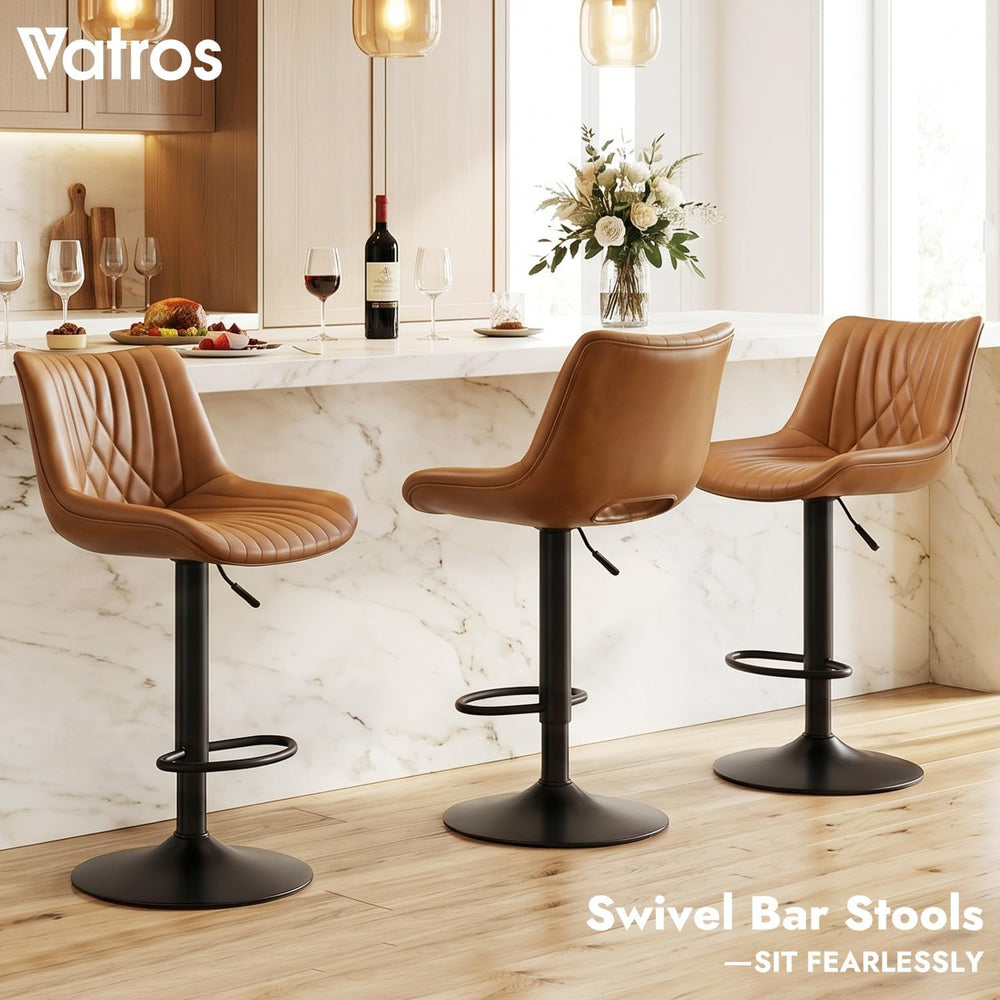 Swivel Bar Stools Set of 4, Height Adjustable Counter Height Bar Stools with ...
