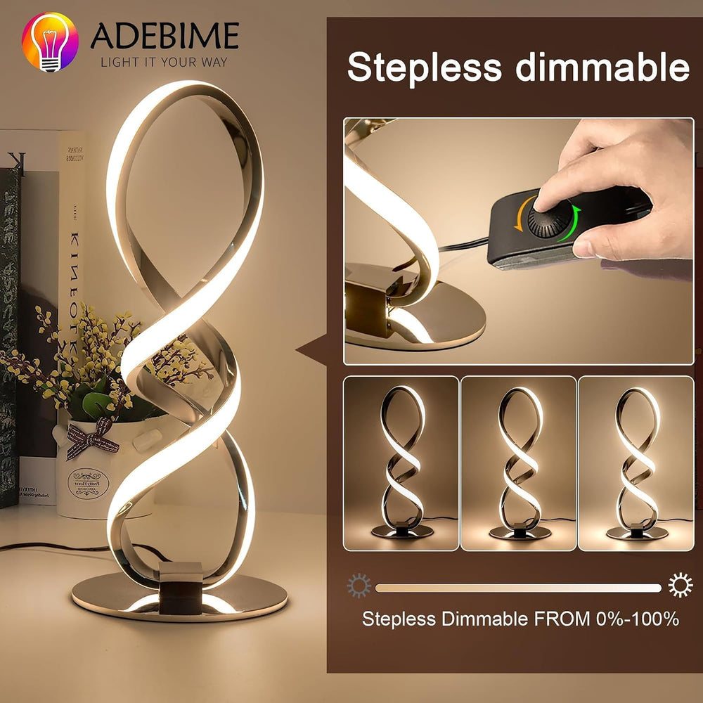 LED Spiral Bedside Table Lamp, Stepless Dimmable 12W 3000K Warm White, Modern...