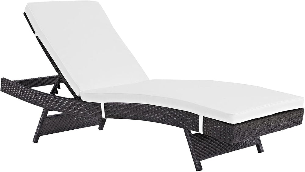 Modway Convene Wicker Rattan Outdoor Patio Chaise Lounge Chair in Espresso White