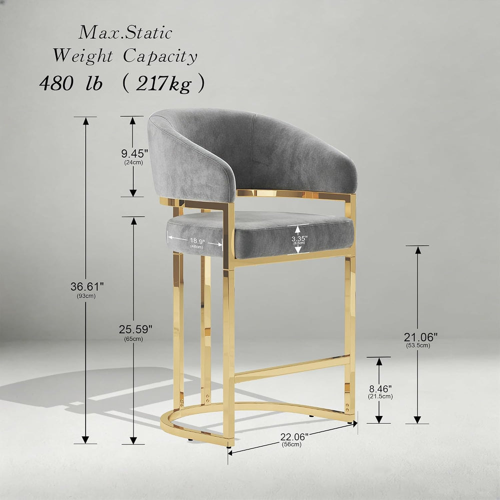 Modern Counter Height Bar Stools,Bar Stools Set of 4,Velvet Upholstered Barre...