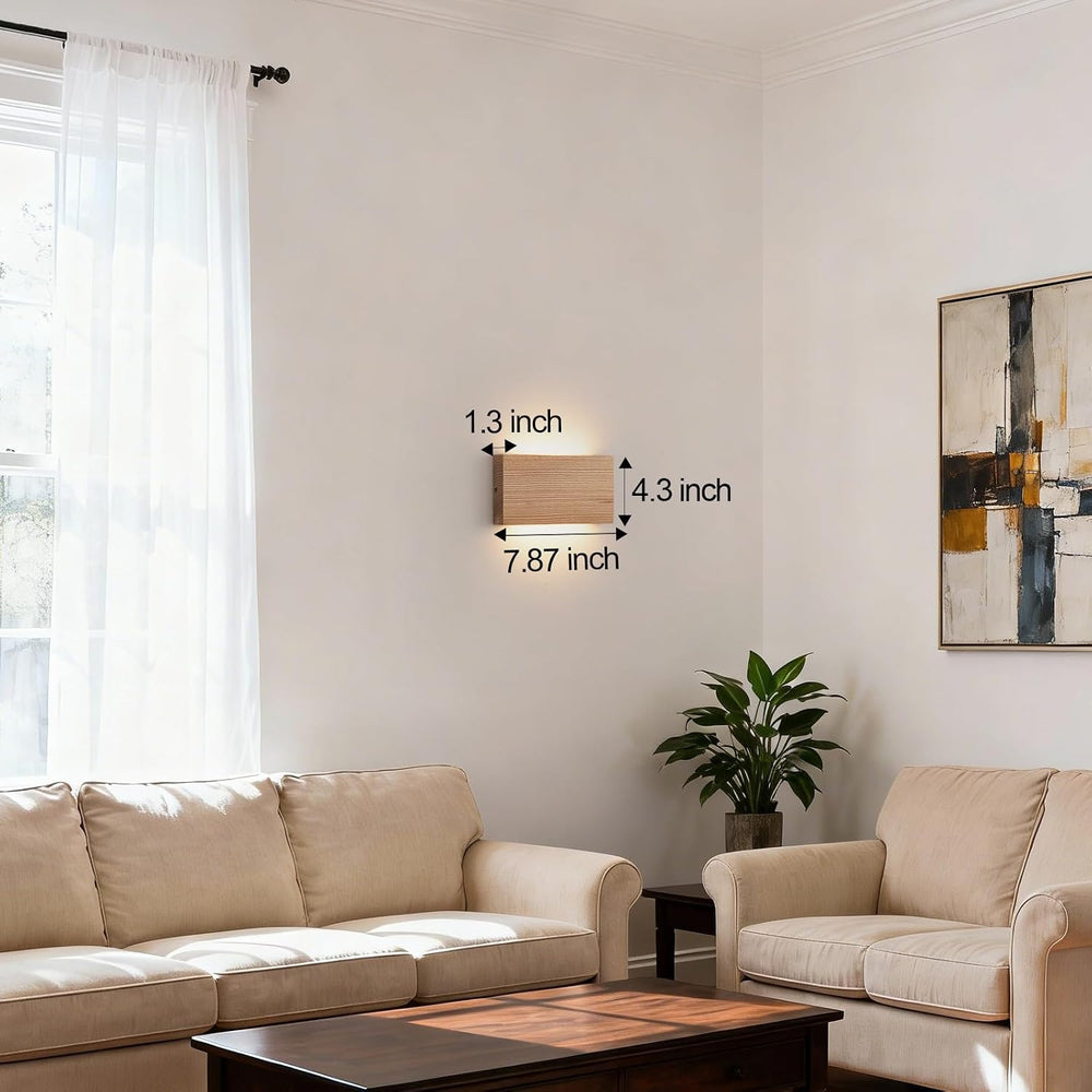 Wood Wall Sconce Indoor Wall Lights Hardwired 2 Pack Up and Down Wall Mount L...