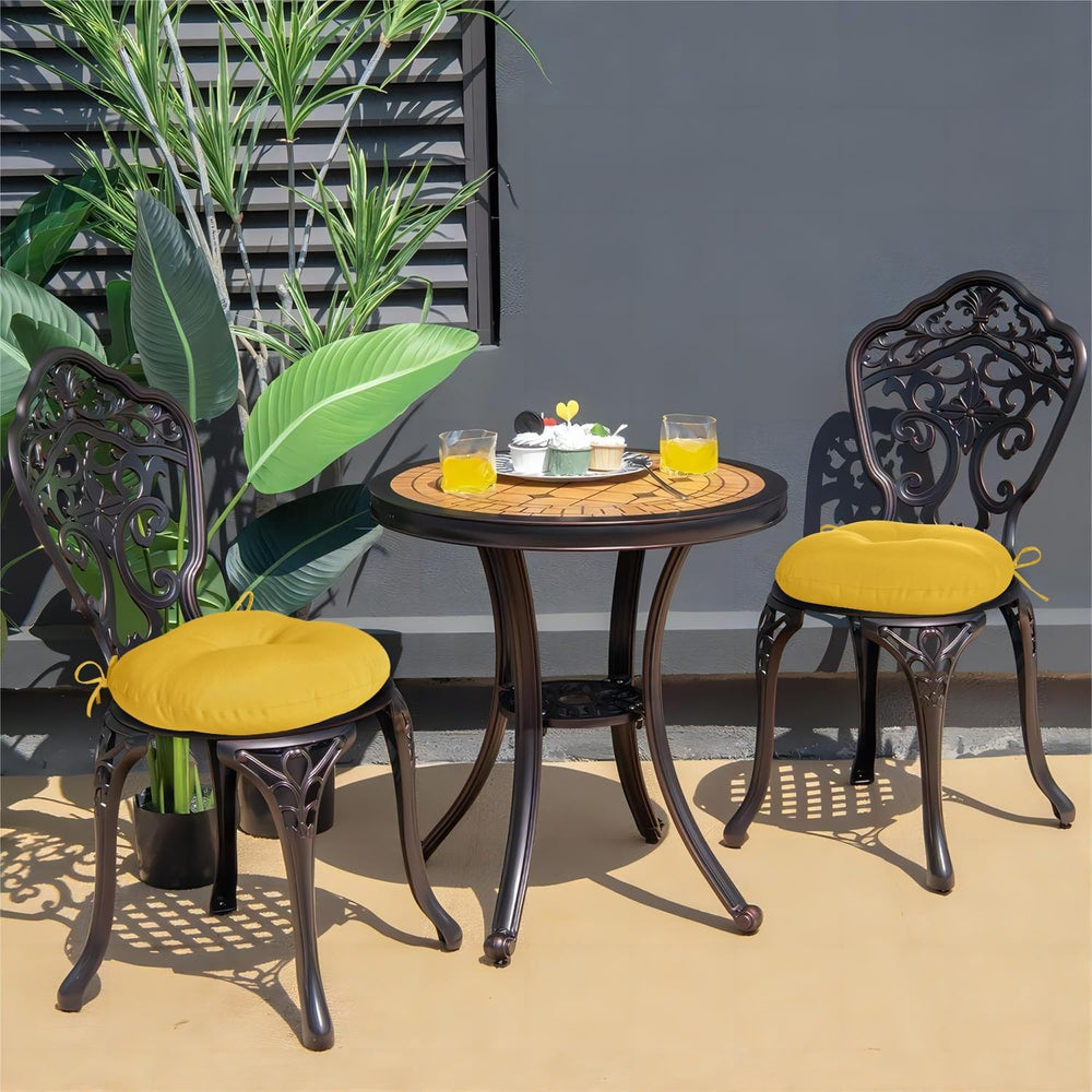 downluxe Bistro Chair Cushions for Patio Furniture, Water-Resistant Round Out...