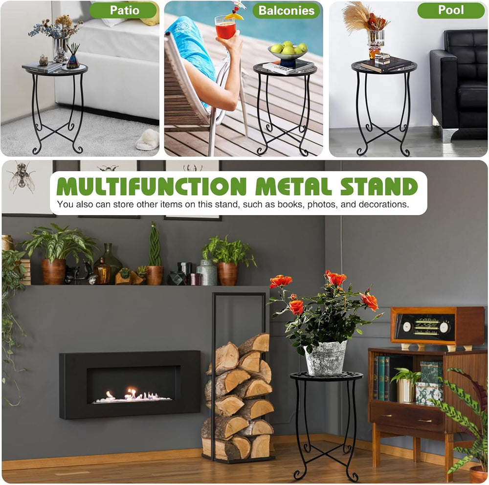 Small Side Tables for Small Space, 2 Pack Metal Outdoor Indoor Side Table