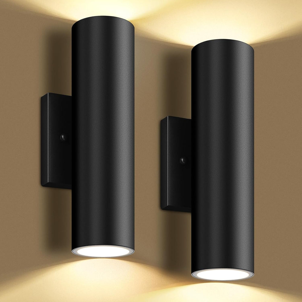 GoBright Outdoor Wall Lights, 12W Integrated LED Cylinder Up Down Lights