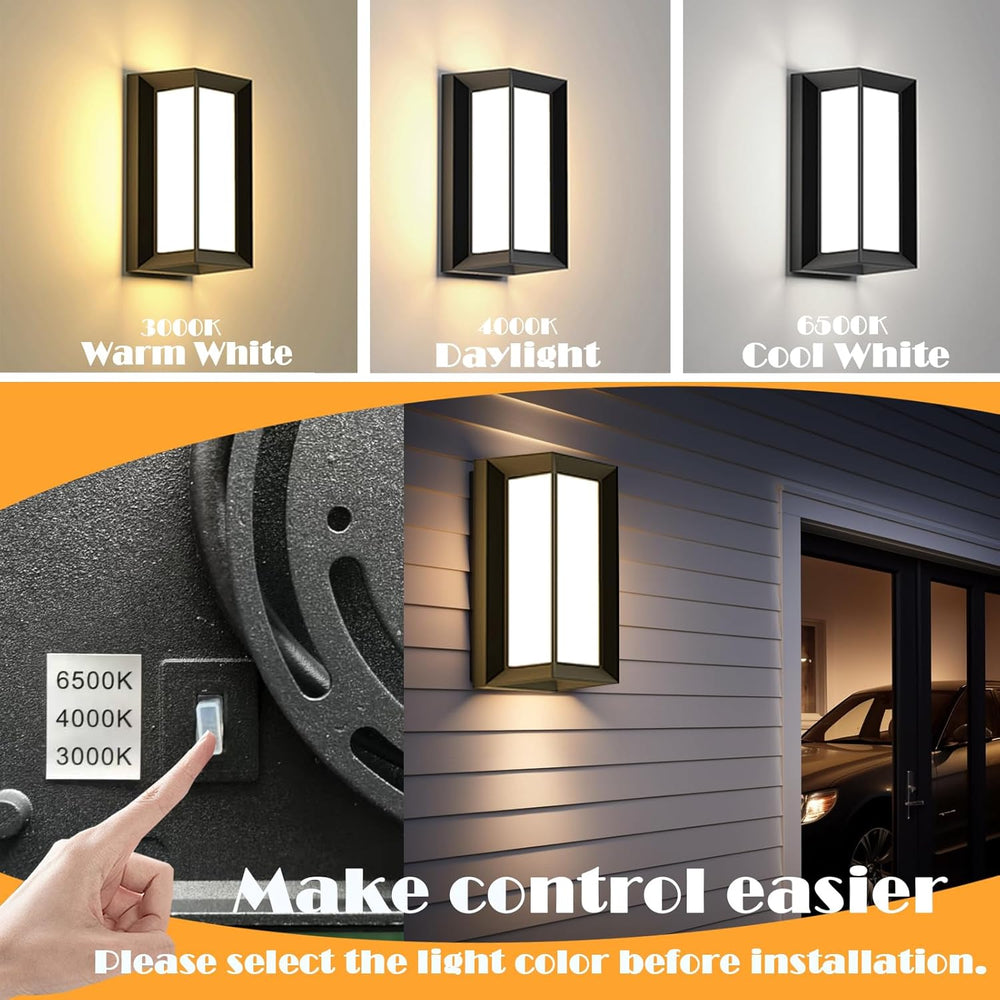 iYogaled 3CCT Outdoor Wall Lights, 12W IP65 Aluminum Porch Lights Outdoor