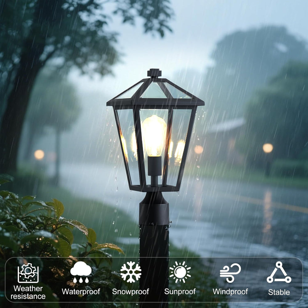 16.4in Outdoor Post Pole Light Modern Aluminum Exterior Pillar Lantern with C...