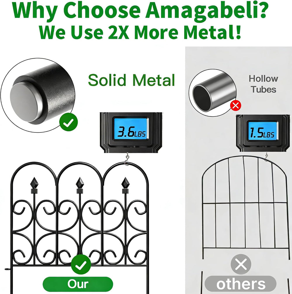 AMAGABELI GARDEN & HOME 5 Panels 24in(H)×10ft(L) Decorative Garden Fences...