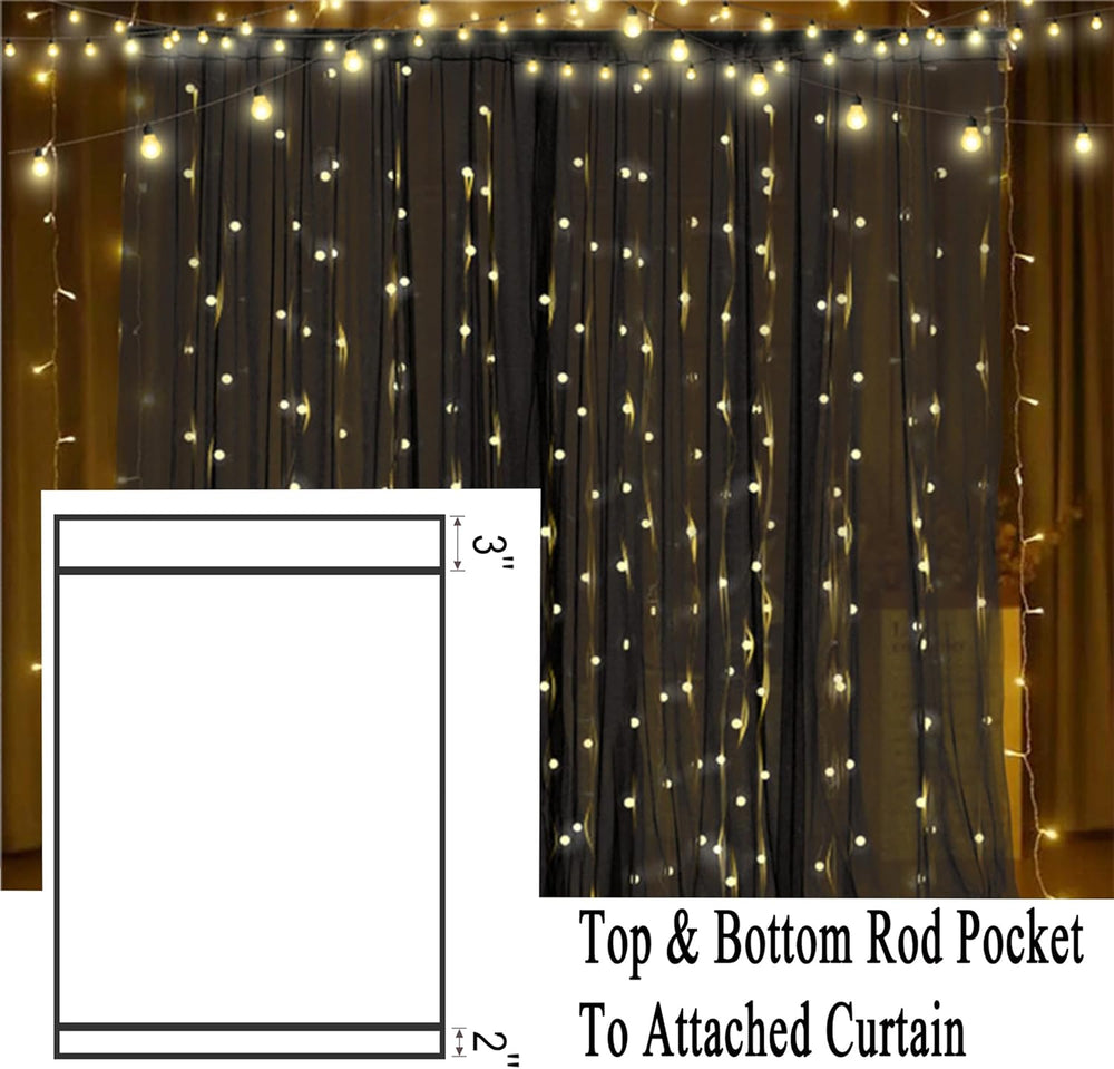 Extra Wide Outdoor Curtains Waterproof Black Voile Mesh Screen Lightweight Pr...