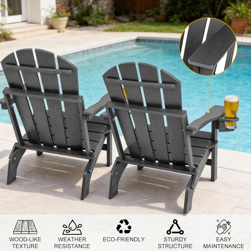 Oversized Folding HDPE Adirondack Chair, Gun-Leg Stable Frame 400 LBS