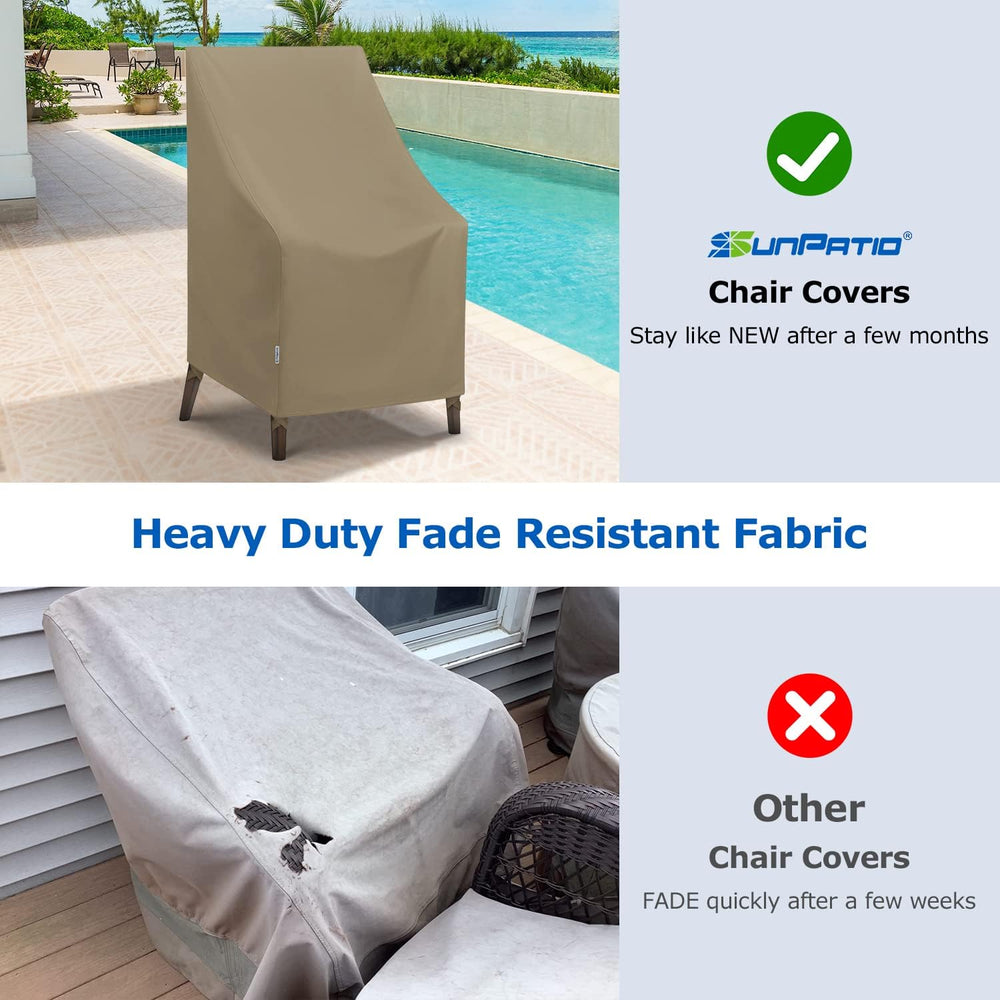 SunPatio Outdoor High Back Chair Covers, Heavy Duty Waterproof Stackable Pati...