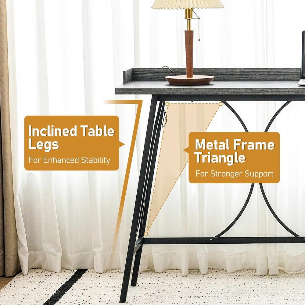 Karl home 82.3" Bar Table, Counter Height Table with Back Rail, Wash Gray