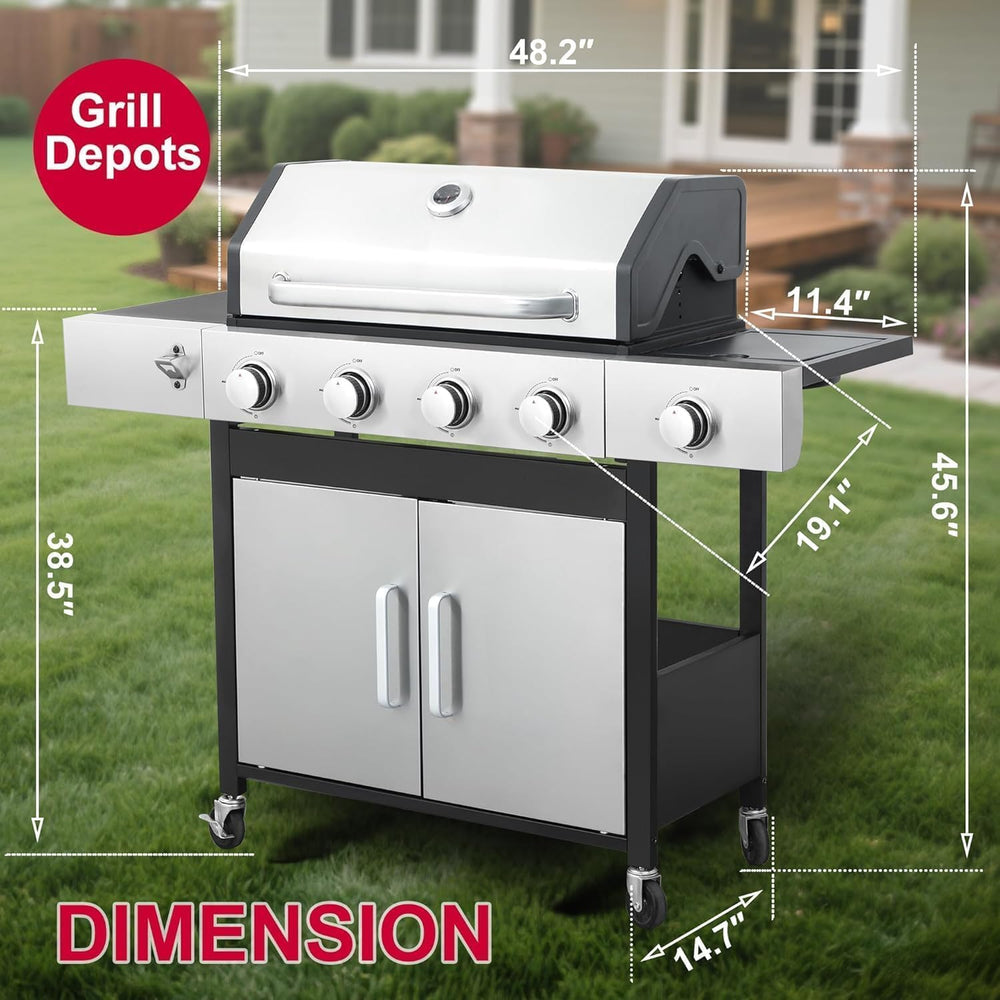 4-Burner Propane Gas Grill and Griddle Combo with Side Burner