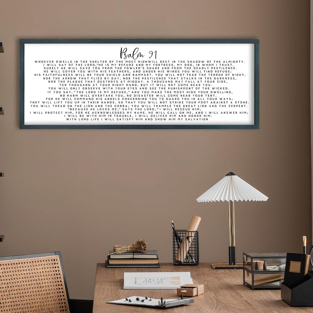 FZMHASLWW Psalm 91 Wall Art 32"×12" Black