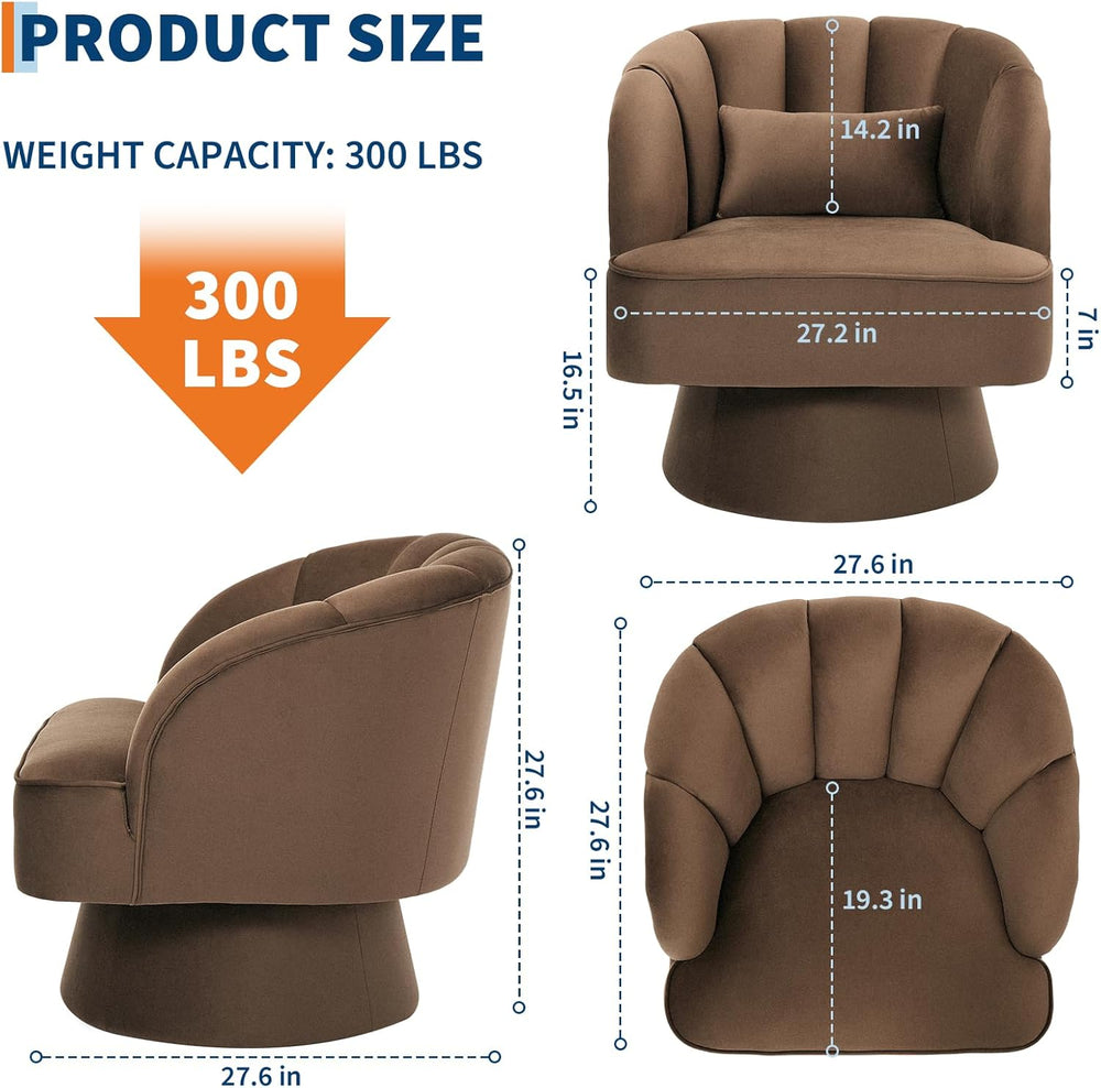 GarveeHome Modern Swivel Barrel Accent Chair, 360 Degree Velvet Upholstered A...