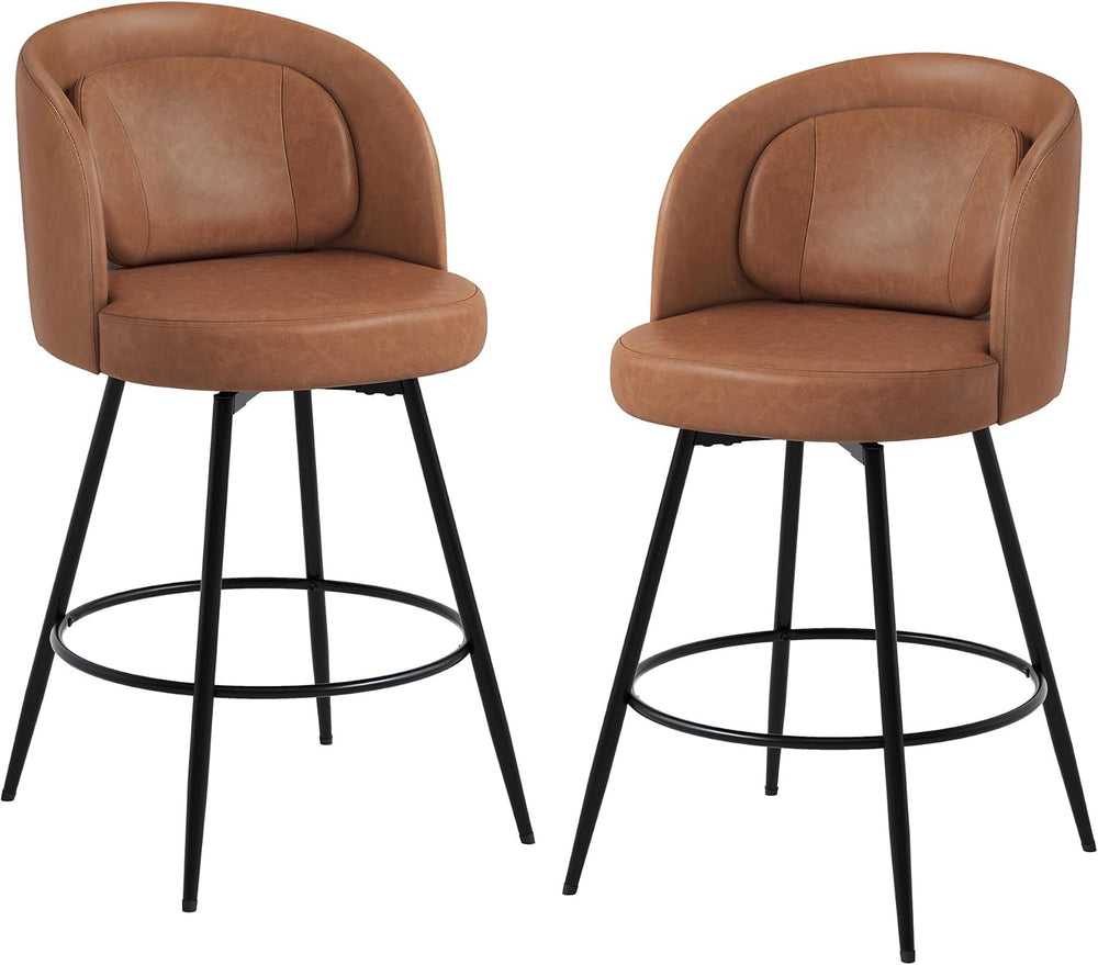 LUE BONA 26''H Swivel Bar Stools Set of 2, Counter Height Bar Stools ...