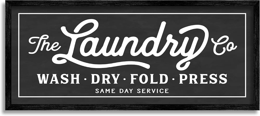 Stupell Industries Vintage Laundry Sign Cursive Typography, Black Framed, 13 ...