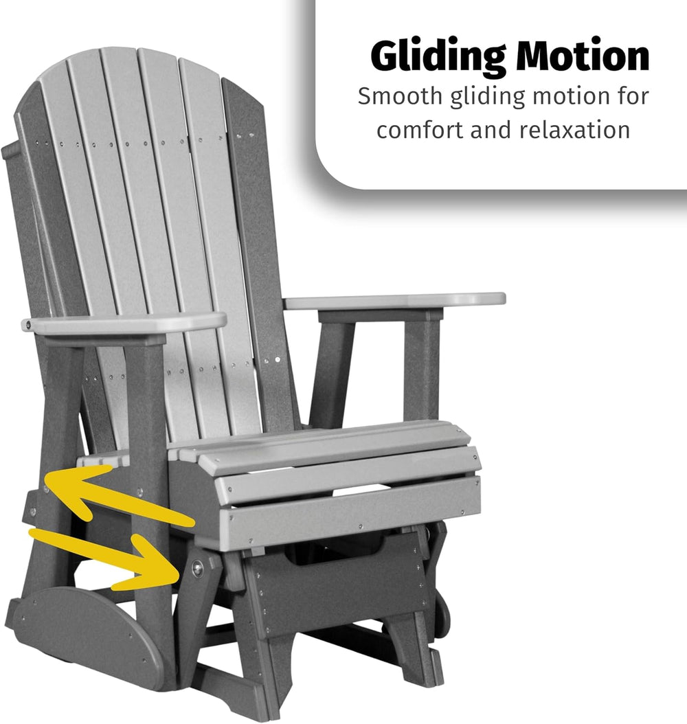 LuxCraft 2' Adirondack Glider Chair - Available in 20 Colors, Weatherwood...