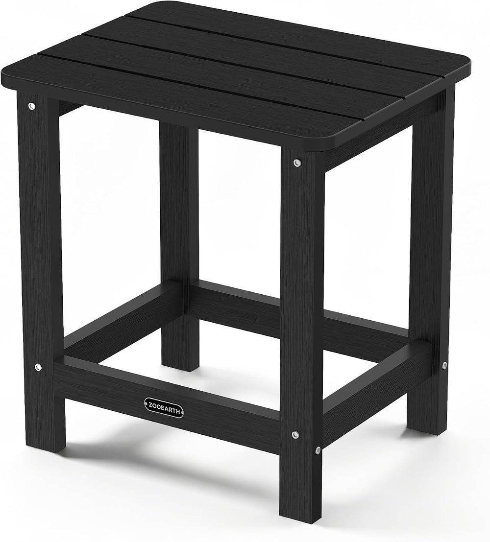 Square Outdoor Side Table, Patio End Table for Adirondack Chair, Black