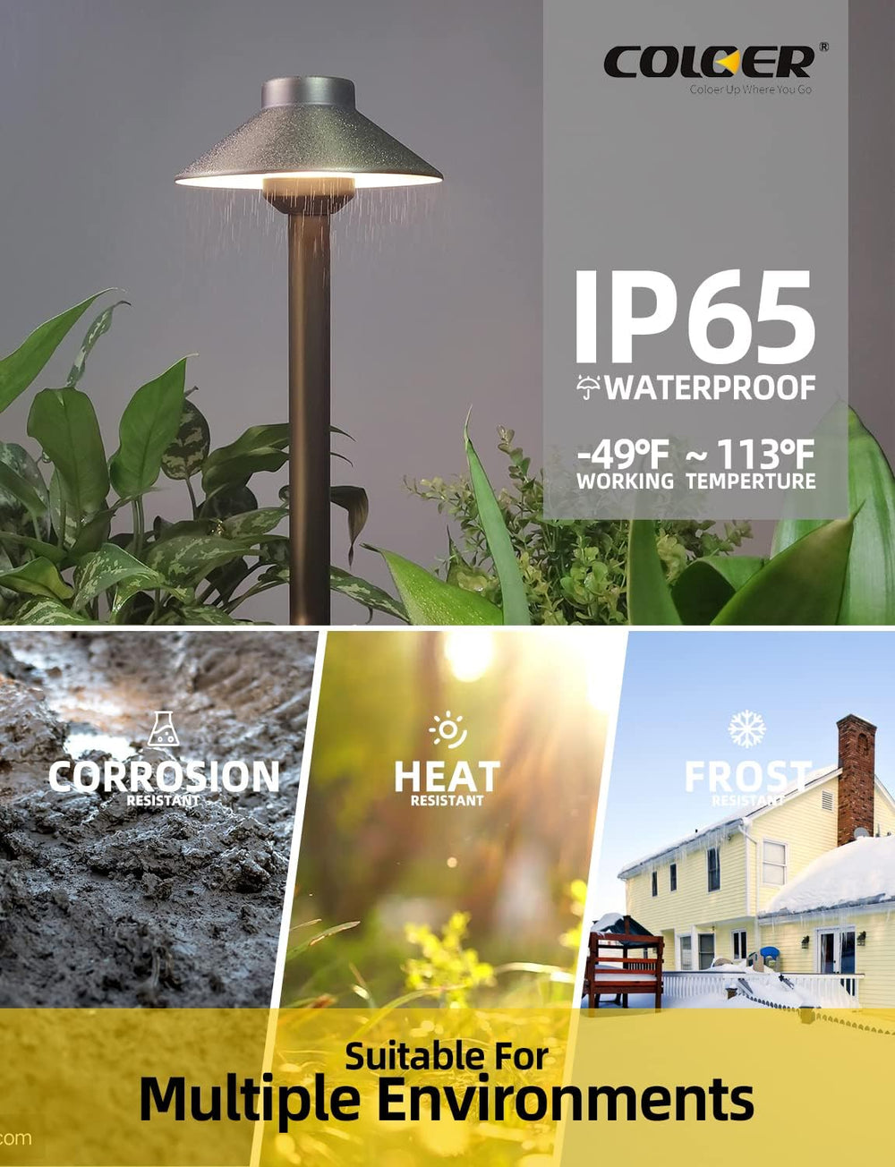 COLOER Brass Low Voltage Pathway Lights 4-Pack with 3W LED G4 Bulb (602B)