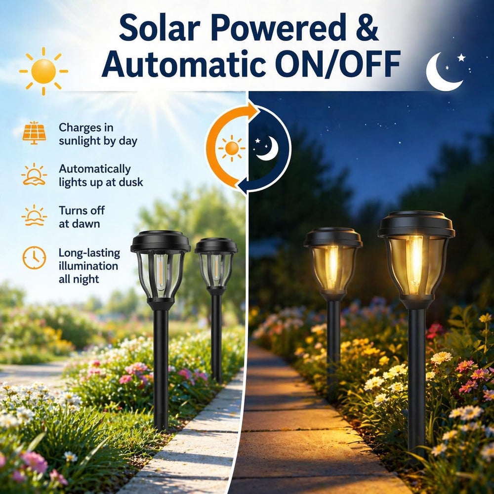 DERAYSION 12 Pack Solar Lights Outdoor, Solar Pathway Lights Auto On/Off Wate...