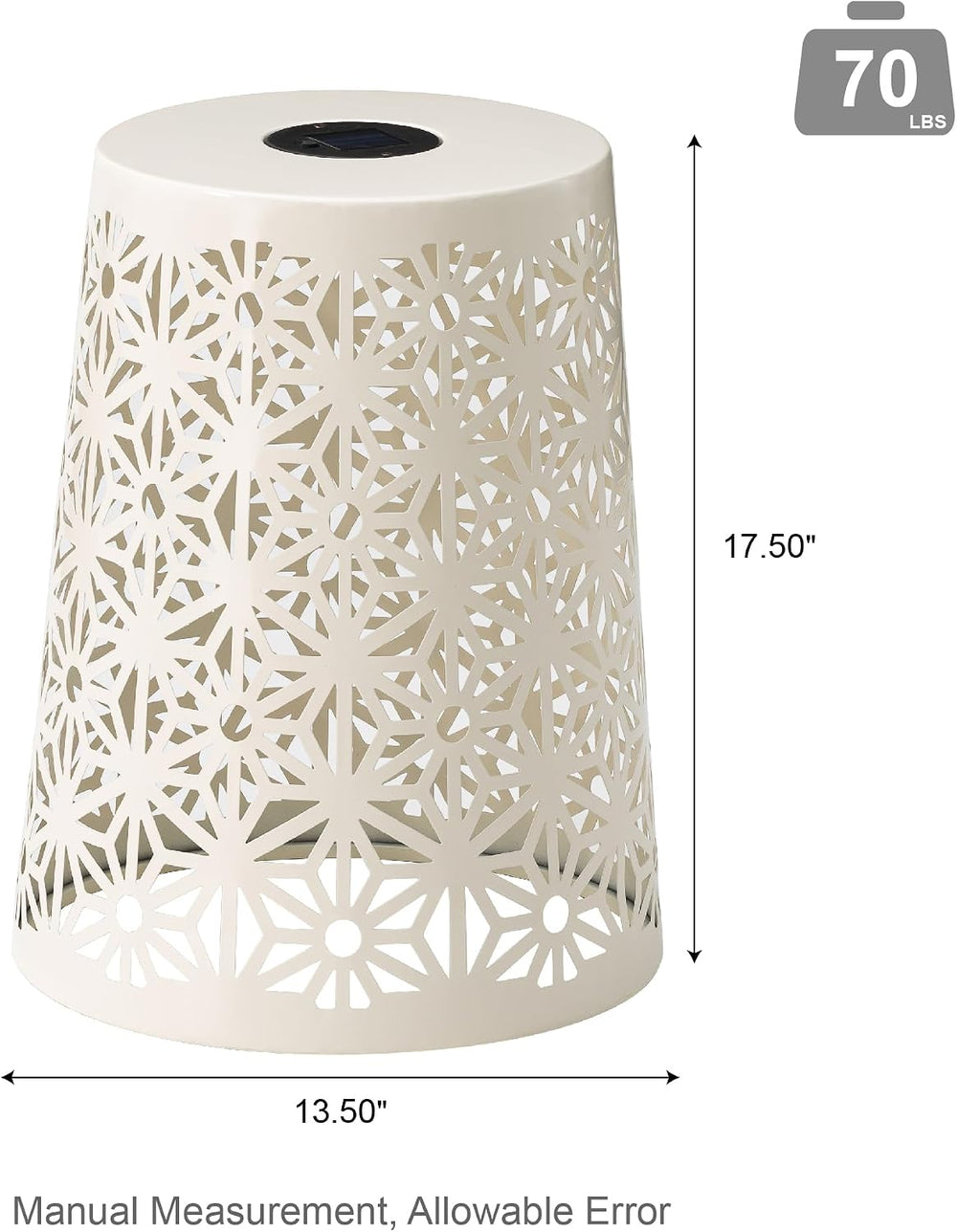 Glitzhome Ourdoor Side Table Set of 2,Solar Iron Cutout Geometric Pattern Dec...