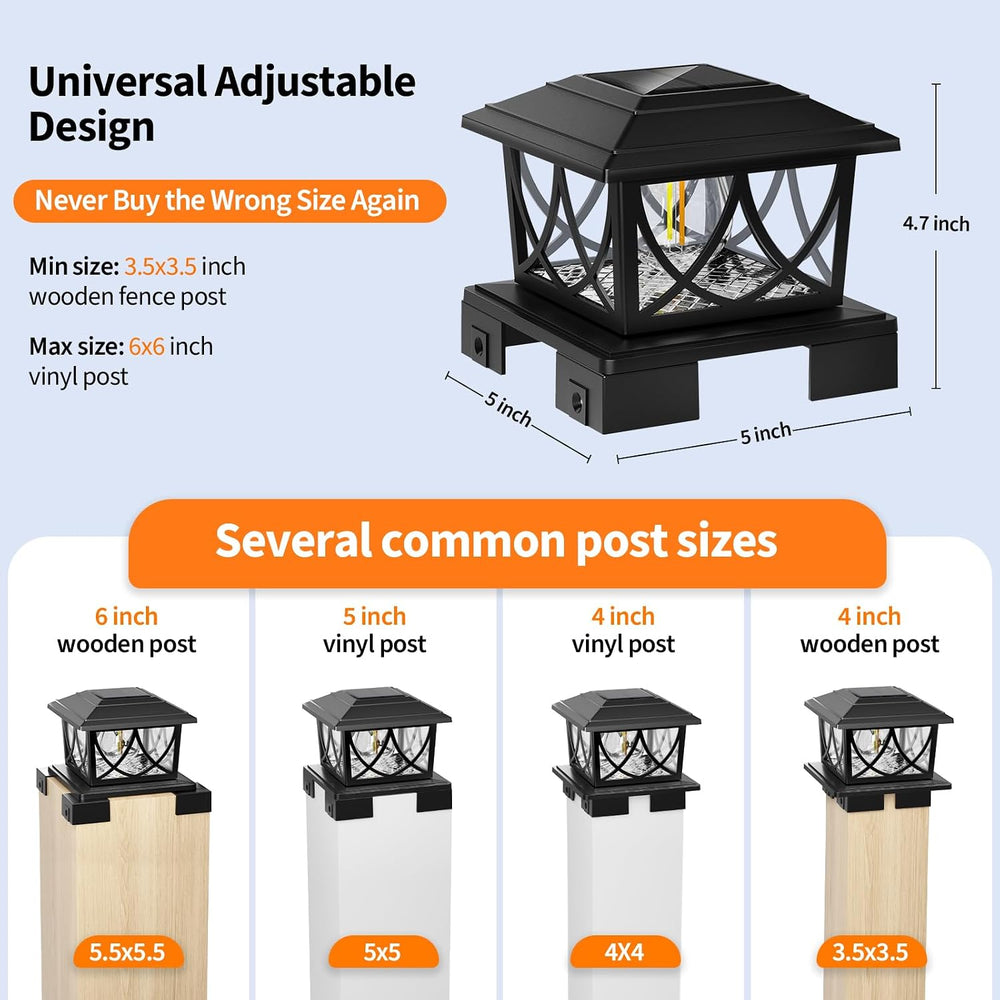 JOFIOS Solar Post Lights Outdoor 8pack, Adjustable Base Fits 3.5"–6"...