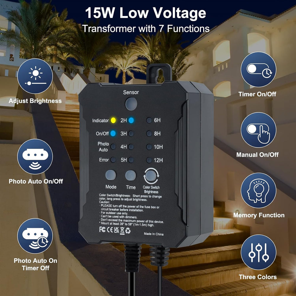 Low Voltage Deck Lights Recessed Kit with Transformer Dimmable Timer and Phot...
