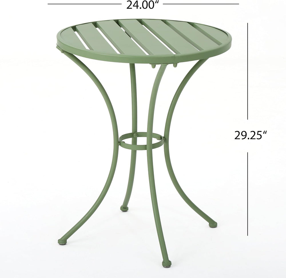 Christopher Knight Home Colmar Outdoor Iron Bistro Set, 3-Pcs Set, Matte Green