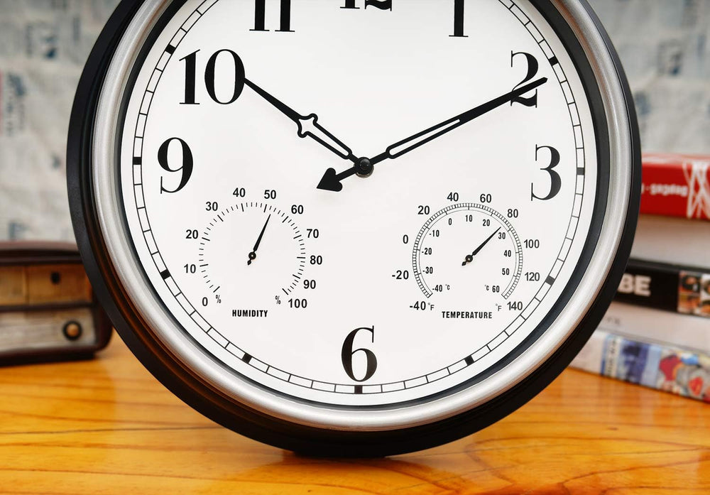 Rsobl 16 Inch Large Indoor Outdoor Wall Clock,Waterproof Non-Ticking Clock wi...