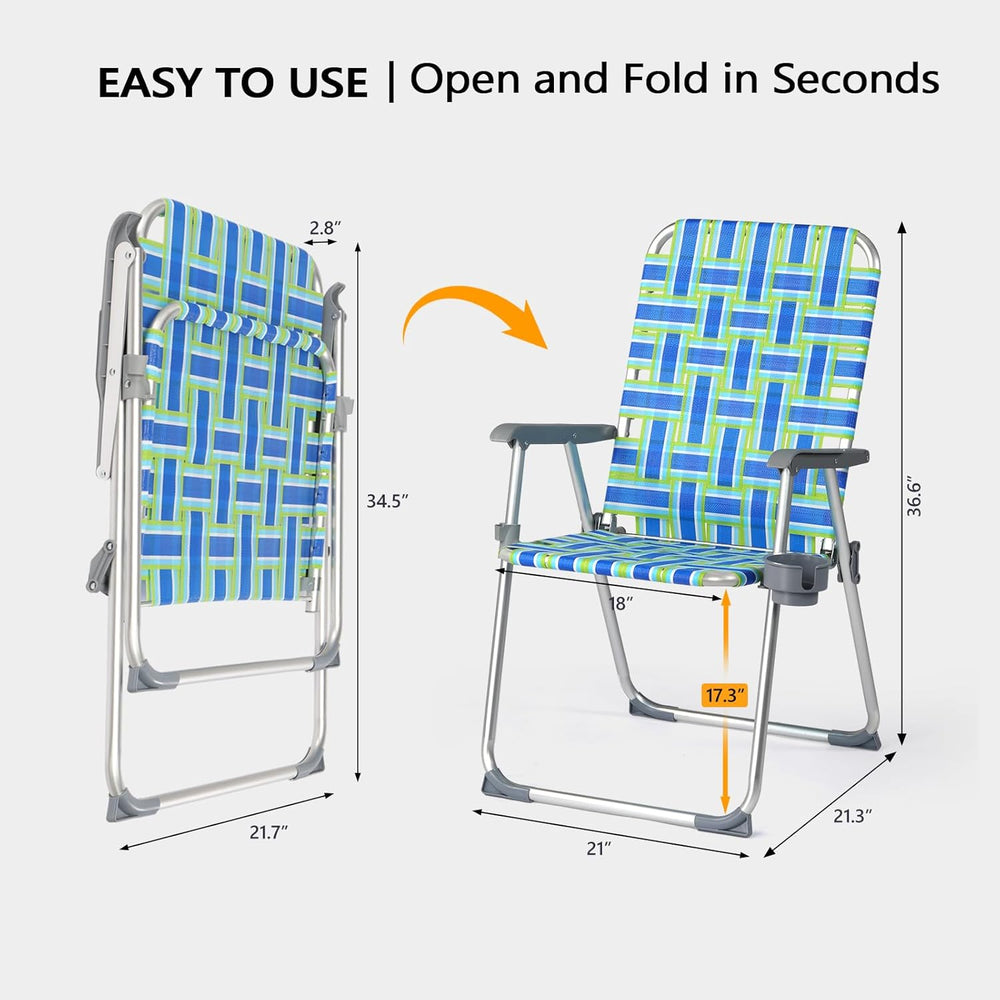 VINGLI Aluminum Patio Lawn Chairs Folding Set of 2 with Detachable Cup Holder...