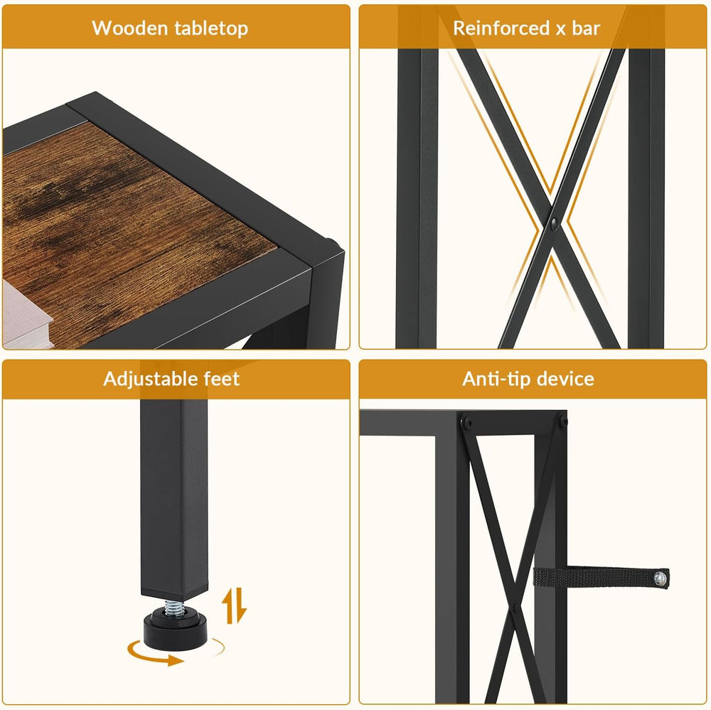 Gewudraw Narrow Console Table with Socket, Sofa Table Behind Couch, Brown