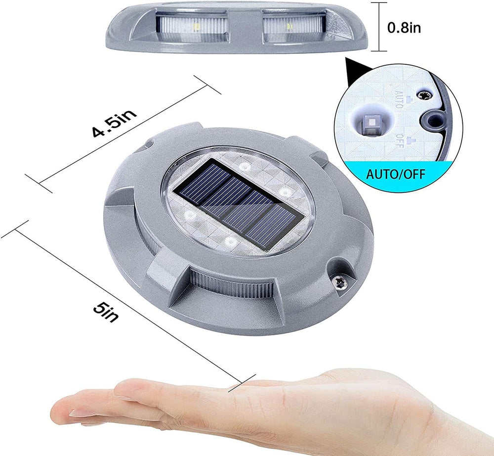 SIEDiNLAR Solar Deck Lights Outdoor, LED Driveway Dock Lights, 4 Pack, Blue