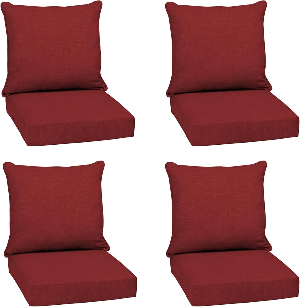 Arden Outdoor Deep Seat Cushion Set, 4-Pack, 22x24, Ruby Red