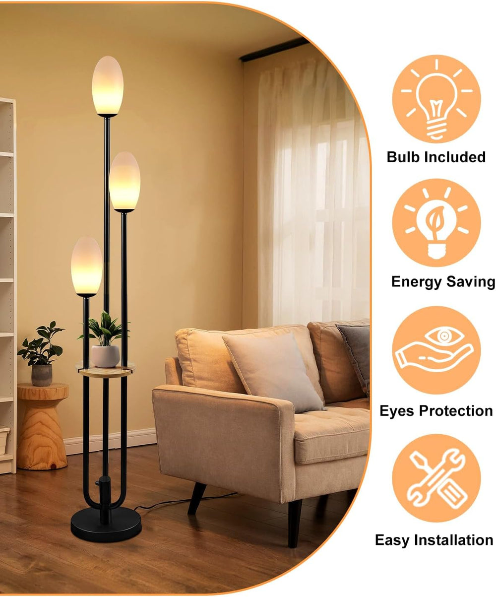 Lightdot LED Floor Lamp Dimmable Globe Floor Lamps with Shelf Mid Century Mod...