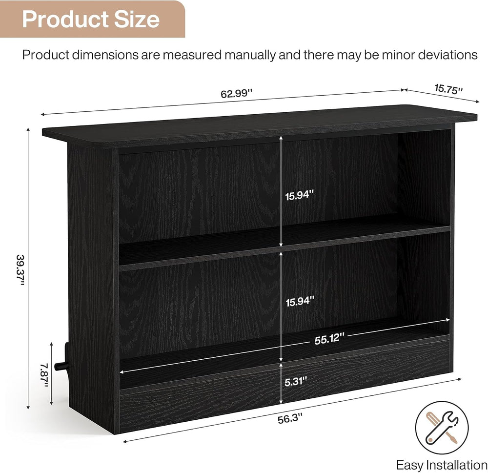 Tribesigns 63'' Bar Table, 2-Tier Bar Cabinet Pub Table with Footrest