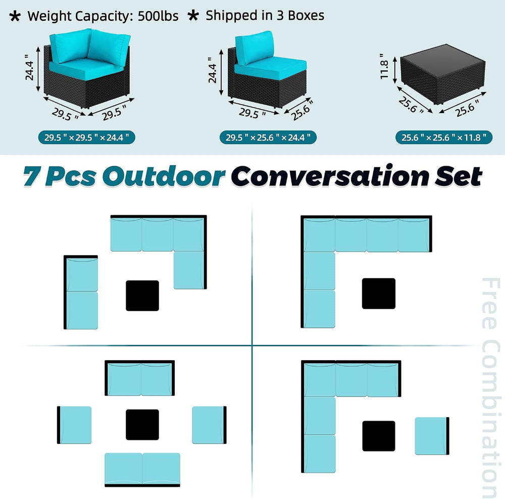 SUNLEI 7pcs Patio Conversation Sets Outdoor Furniture Sets, High Back All-Wea...