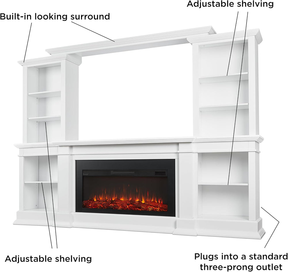 Real Flame Monte Vista Electric Media Fireplace, White,9900E-W