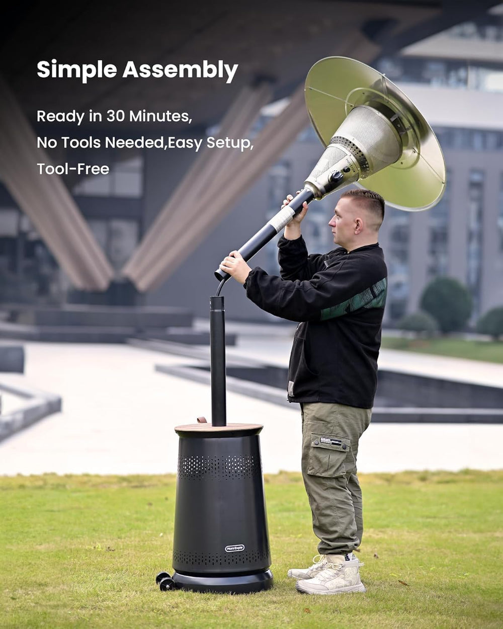 50,000 BTU Patio Heater for Outdoor Use With Adjustable Heat Focusing Top, Po...
