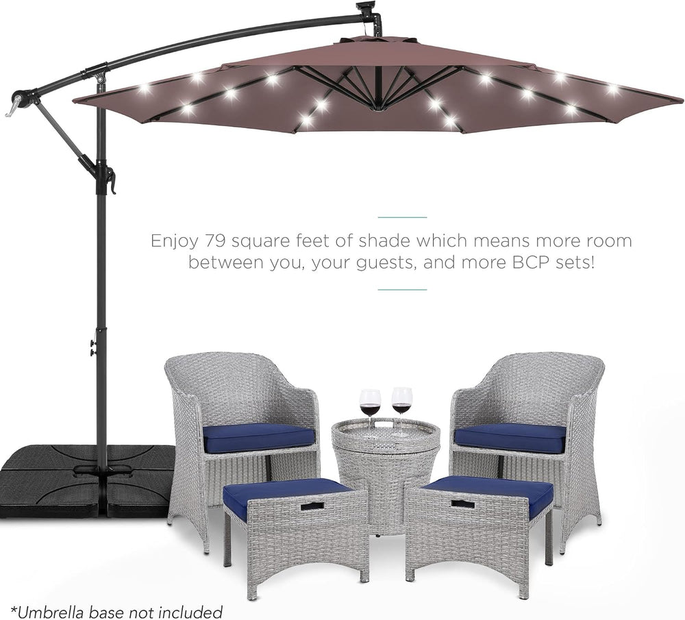 Best Choice Products 10ft Solar LED Offset Cantilever Hanging Market Patio Um...