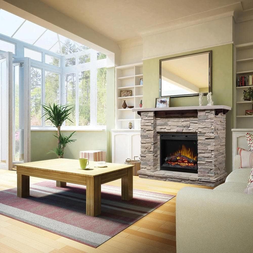 Dimplex Featherston Electric Fireplace with Mantel Surround Package | Pine wi...
