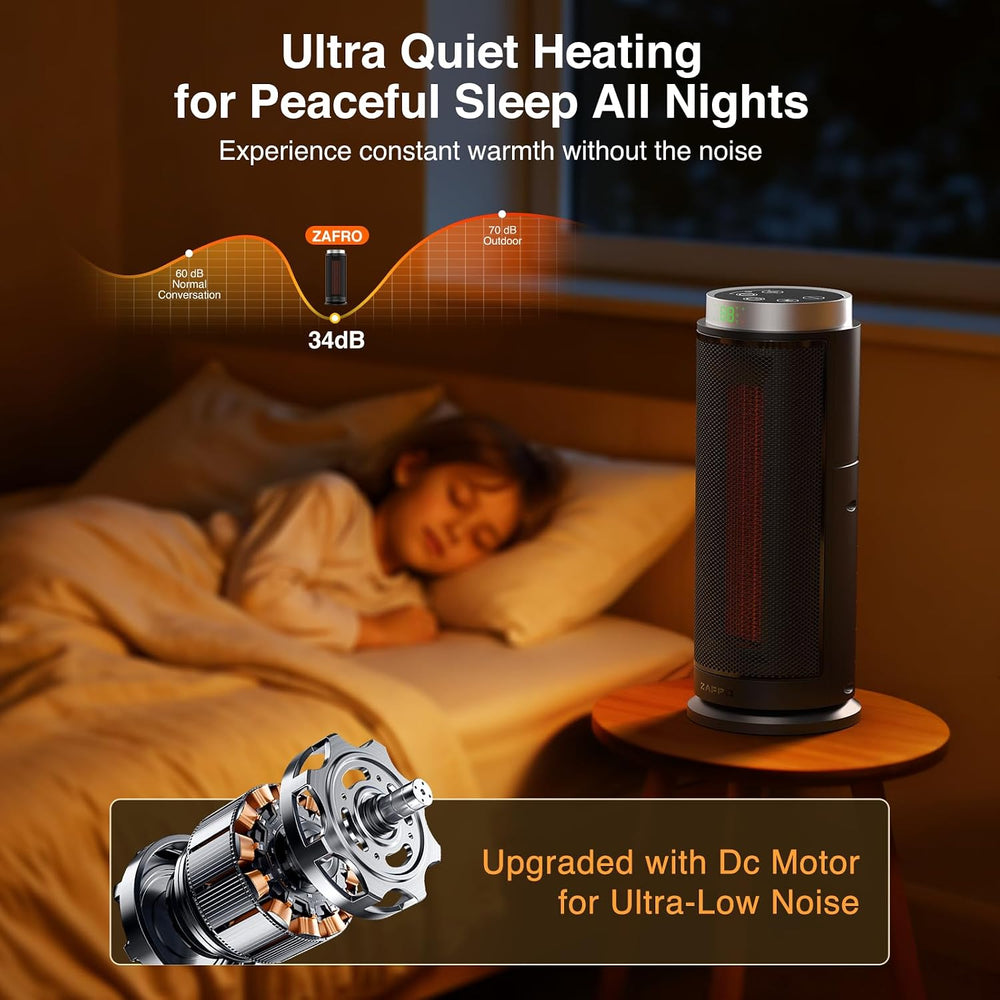 ZAFRO Space Heater, Ultra Quiet Portable Electric Heaters for Indoor Use with...