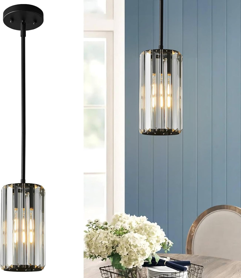 Black Pendant Lighting Modern Pendant Light Mini Crystal Chandeliers Adjustab...